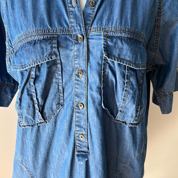 Banana Republic Chambray Denim 3/4 Sleeve Collared Dress Size Small - Picture 10 of 12